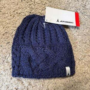 NWT Atomic ALPS ALPACA SLOUCH BEANIE midnight navy blue acrylic alpaca
